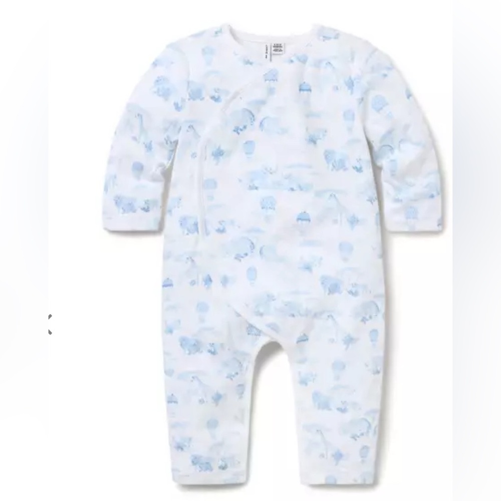 Janie and Jack Blue and White Kids One Piece 3 months and hat